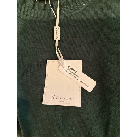 Sioni Milano Sweater Winter Green Embellished Sleeve Frill Neck Womens Large NWT - Picture 5 of 5